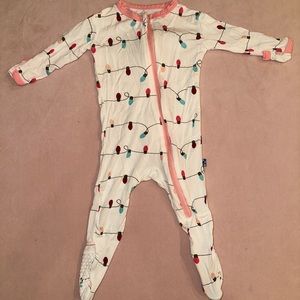 Kickee pants 0-3 mo Natural Holiday Lights Christmas onesie